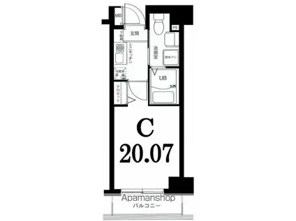 グリフィン横浜・弁天通(1K/3階)の間取り写真