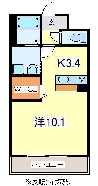 コルトーナ弐番館(1K/2階)の間取り写真