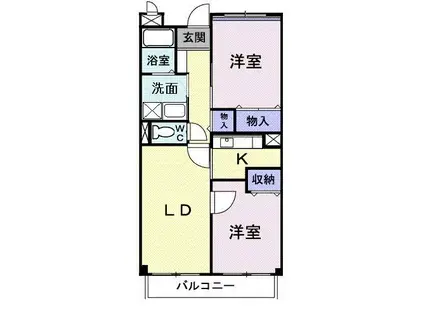 ラフィーネ美術館前(2LDK/1階)の間取り写真