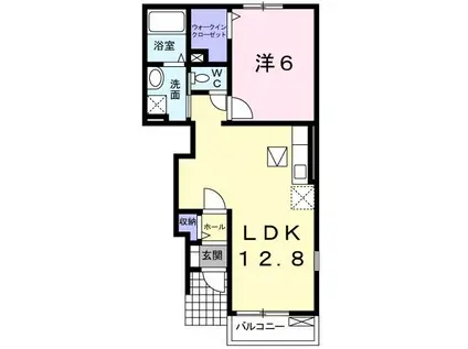 テンダーネスA(1LDK/1階)の間取り写真