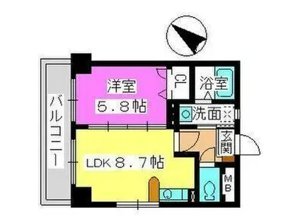 エバーグリーンM.K.T.A(1LDK/2階)の間取り写真