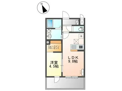 野口町長砂アパート(1LDK/1階)の間取り写真