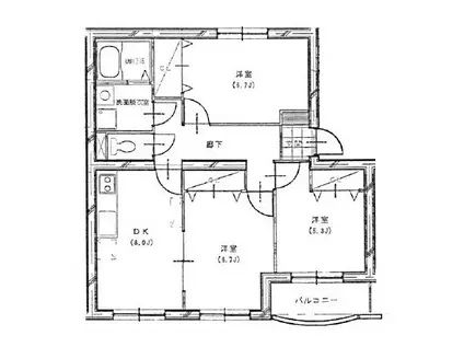 ホワイトヒルズ藤田(3DK/3階)の間取り写真