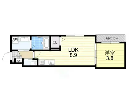 GRANDIR岸里(1LDK/1階)の間取り写真
