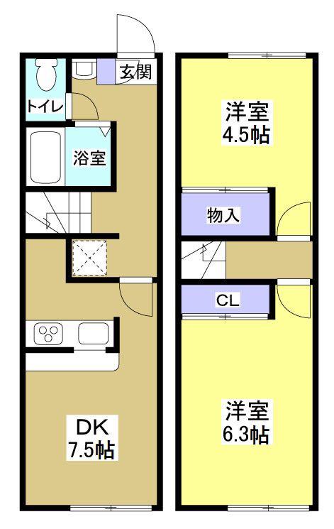 グランコート(2DK/1階)の間取り写真