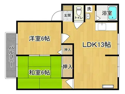 サニーヒルB(2LDK/2階)の間取り写真