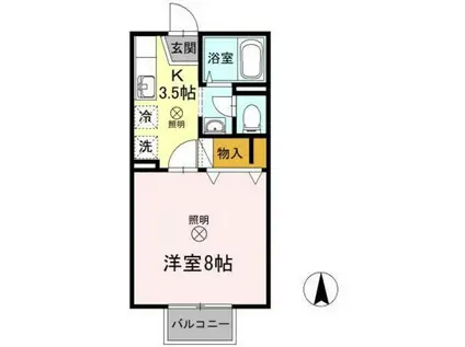 メゾンたちばなA棟(1K/2階)の間取り写真