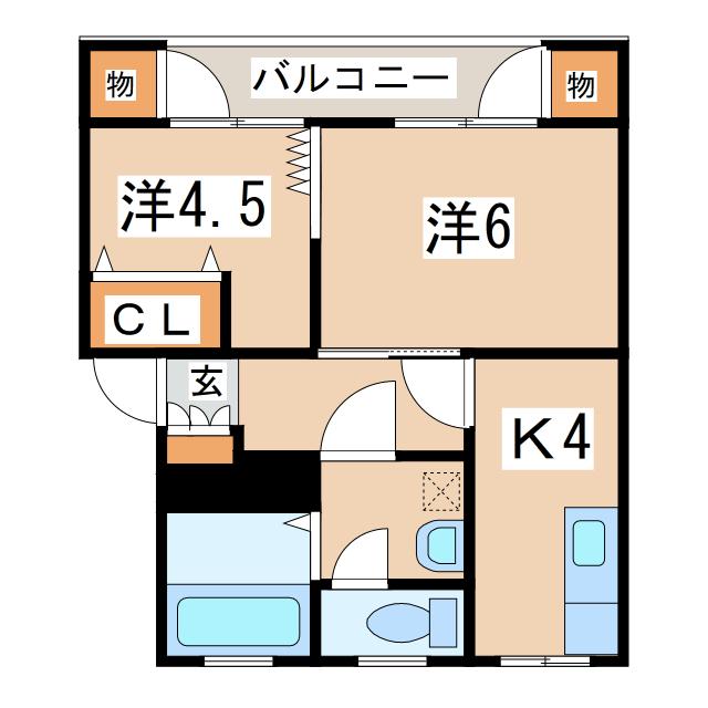 昭和コーポ(2K/4階)の間取り写真