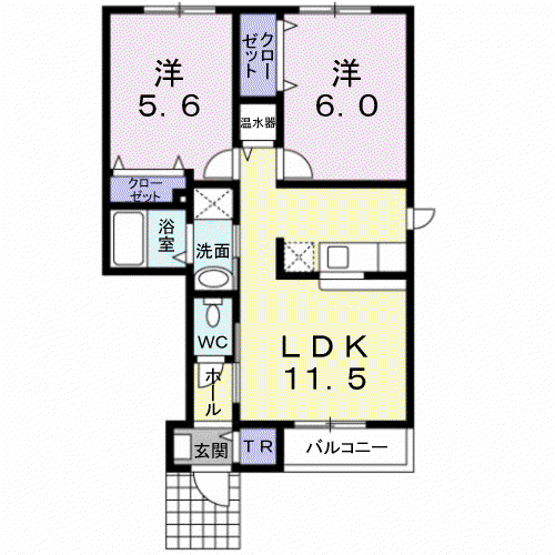 グレイス・柴田(2LDK/1階)の間取り写真