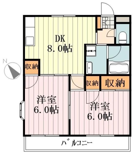 ドームハウス(2DK/3階)の間取り写真