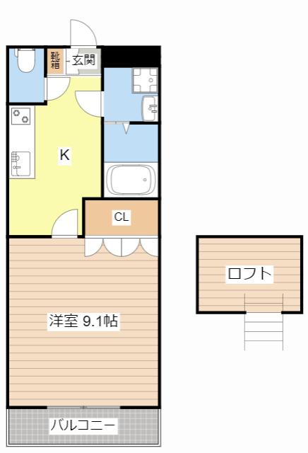 エタニティ(1K/2階)の間取り写真