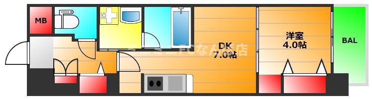 セイワパレス本町東(1DK/5階)の間取り写真
