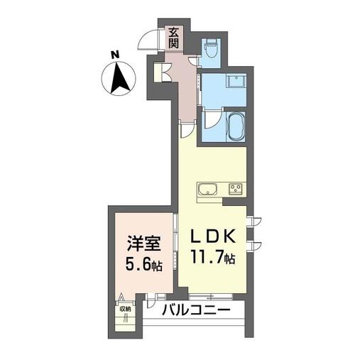 DEBUT(1LDK/2階)の間取り写真
