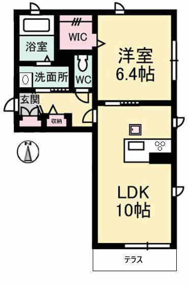 アプレ倉敷(1LDK/1階)の間取り写真