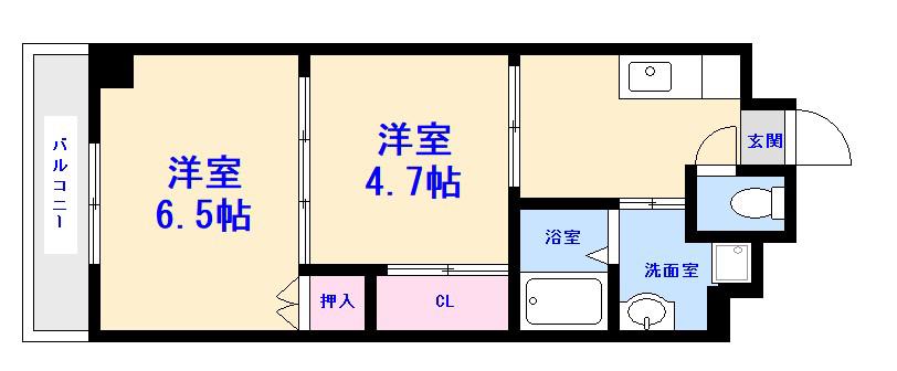 ディアコート大芝(2K/7階)の間取り写真