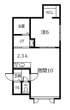ＪＲ宗谷本線 旭川四条駅 徒歩13分 2階建 築2年(1LDK/1階)の間取り写真