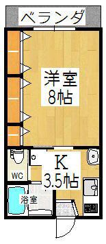 コンフォート北戸田(1K/2階)の間取り写真