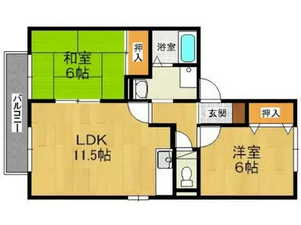 エミネントA棟(2LDK/2階)の間取り写真