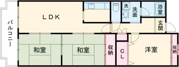 ルノン茨木(3LDK/4階)の間取り写真