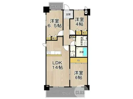 グランブルー宿屋町(3LDK/8階)の間取り写真