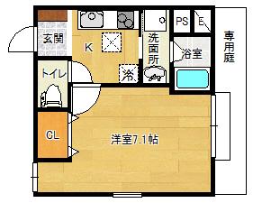 アミュレット(1K/1階)の間取り写真