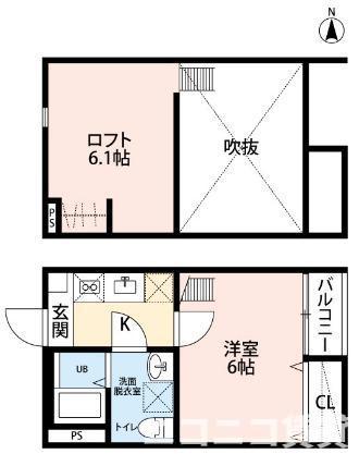 ヴァルムファーデン(1K/2階)の間取り写真