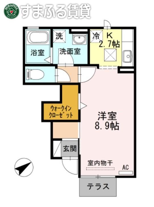 CHOU CHOU 橋目(1K/1階)の間取り写真