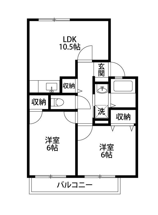 メゾンファルビス(2LDK/1階)の間取り写真