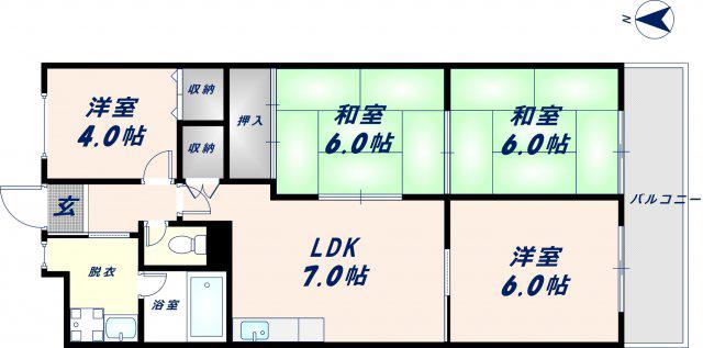 メゾン大邦(4LDK/6階)の間取り写真