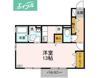 リビングタウン豊成 A(ワンルーム/2階)の間取り写真