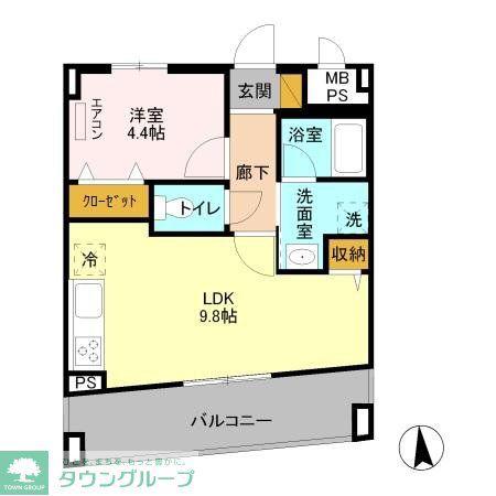 アレグリア柏屋(1LDK/5階)の間取り写真