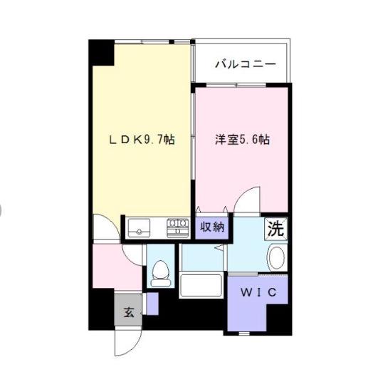 FLEX21久留米一番街(1LDK/7階)の間取り写真