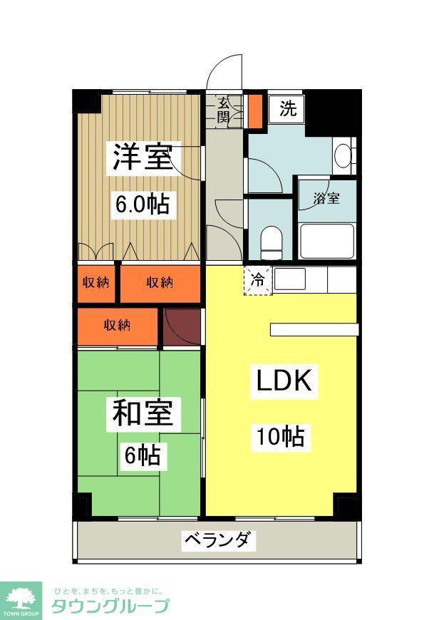 エスパスハマノ(2LDK/5階)の間取り写真
