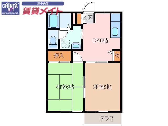 COZY FLATS I(2DK/1階)の間取り写真