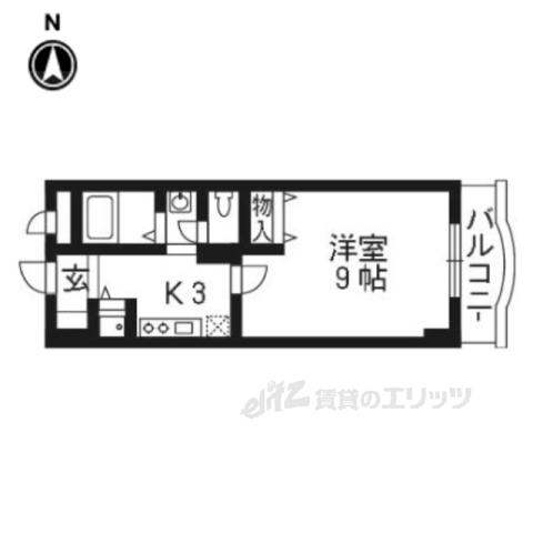 オーブ宇治(1K/3階)の間取り写真