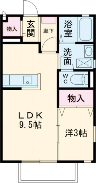 グッドラック(1SK/1階)の間取り写真