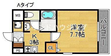 MPLAZA住吉公園壱番館(1K/2階)の間取り写真