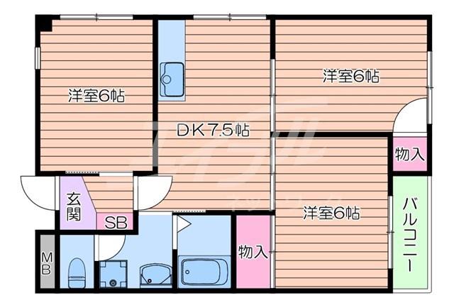 フルールハイツ(3DK/3階)の間取り写真