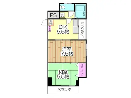 大関ビル(2LDK/3階)の間取り写真