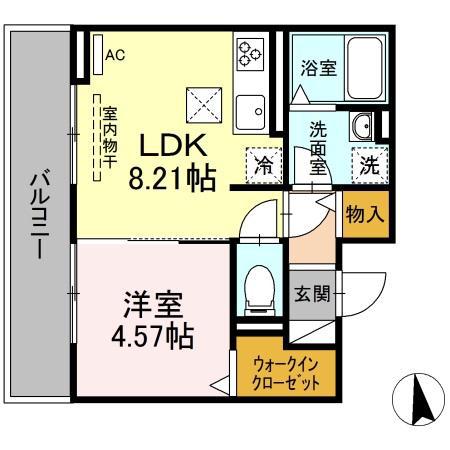 アムール岩塚(1LDK/1階)の間取り写真