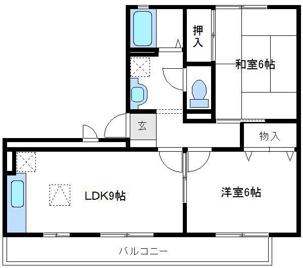セゾン西橋本(2LDK/1階)の間取り写真