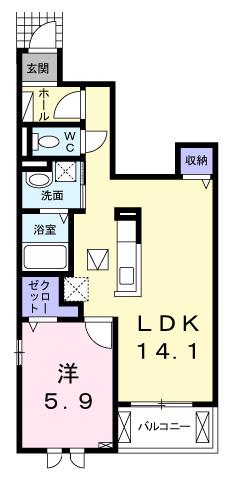 ル・リアンI ノース(1LDK/1階)の間取り写真