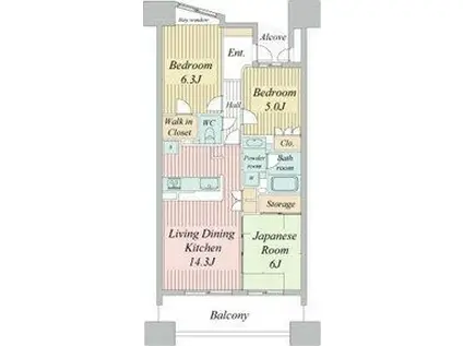 グランカーサ上前津(3LDK/2階)の間取り写真