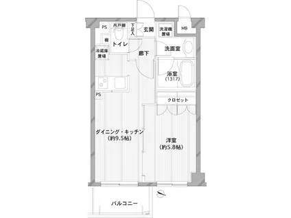 DUO SCALA YOGAII(1DK/3階)の間取り写真