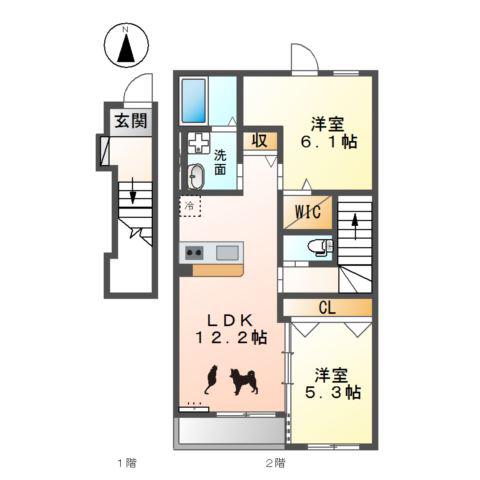 AG タウン(2LDK/2階)の間取り写真