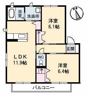 アビタシオン長野 C棟(2LDK/1階)の間取り写真