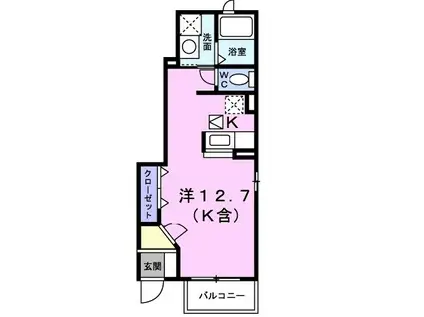 アンソレイエIII(ワンルーム/1階)の間取り写真