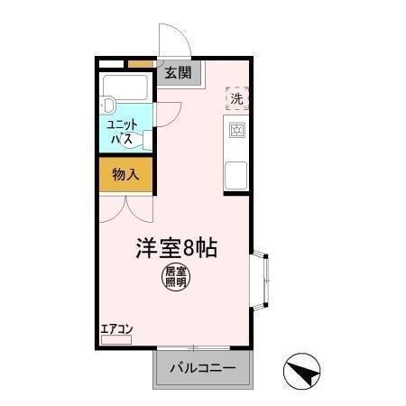 クローバーハイツ(ワンルーム/2階)の間取り写真