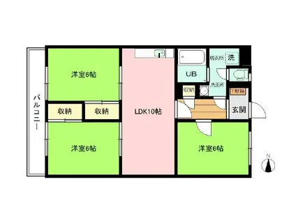 マンション和(3LDK/3階)の間取り写真