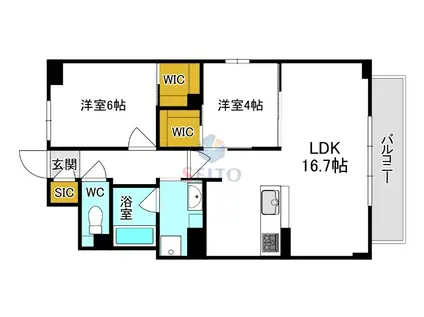 グラン セレニオ 江坂(1LDK/8階)の間取り写真